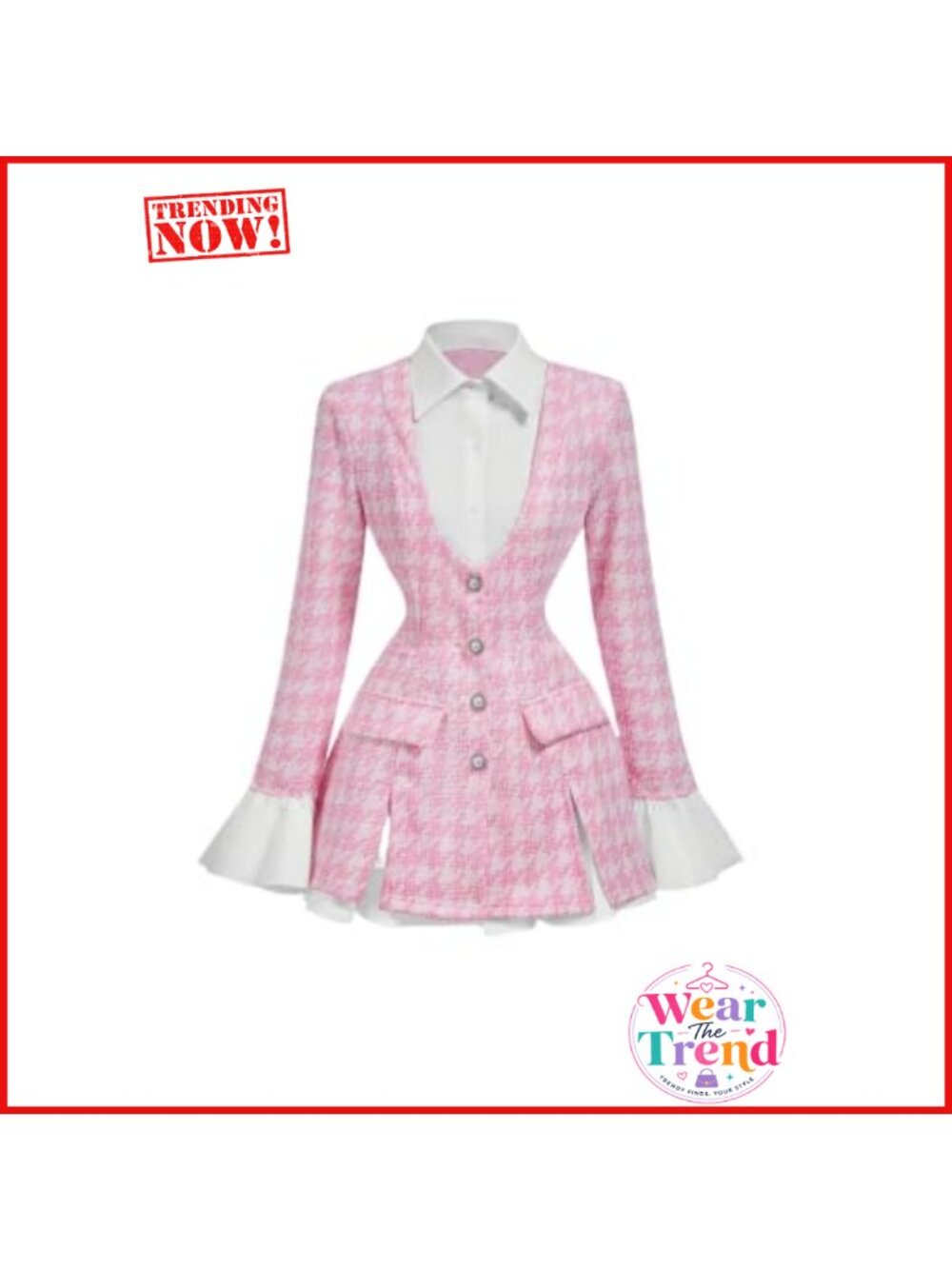 Women's Ruffled Button Down Blazer Suit Jacket Bell Sleeve Fit Flare